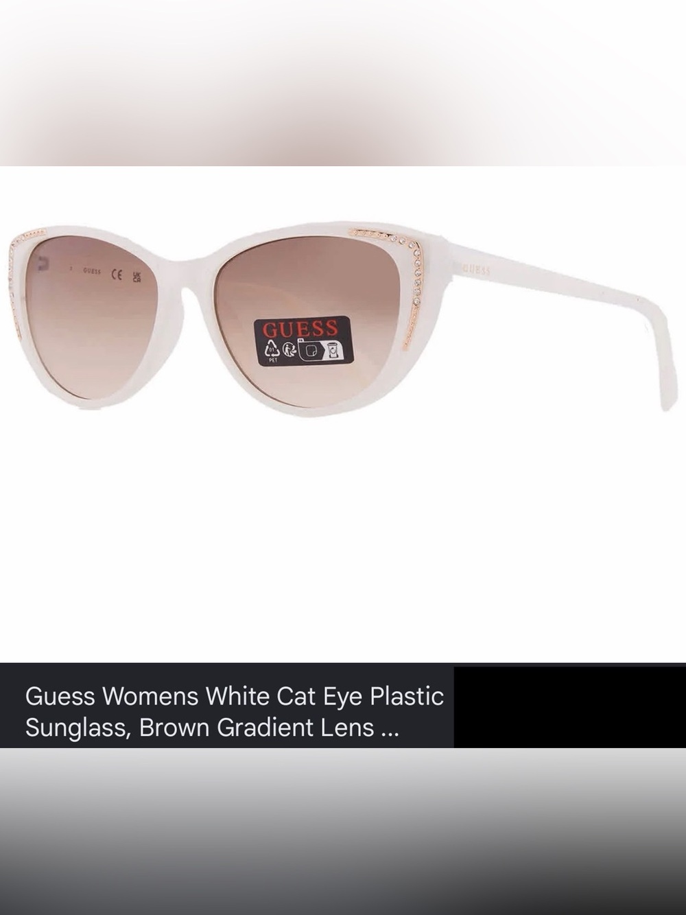 Guess White Cat-Eye Sunglasses with Brown Gradient Lenses